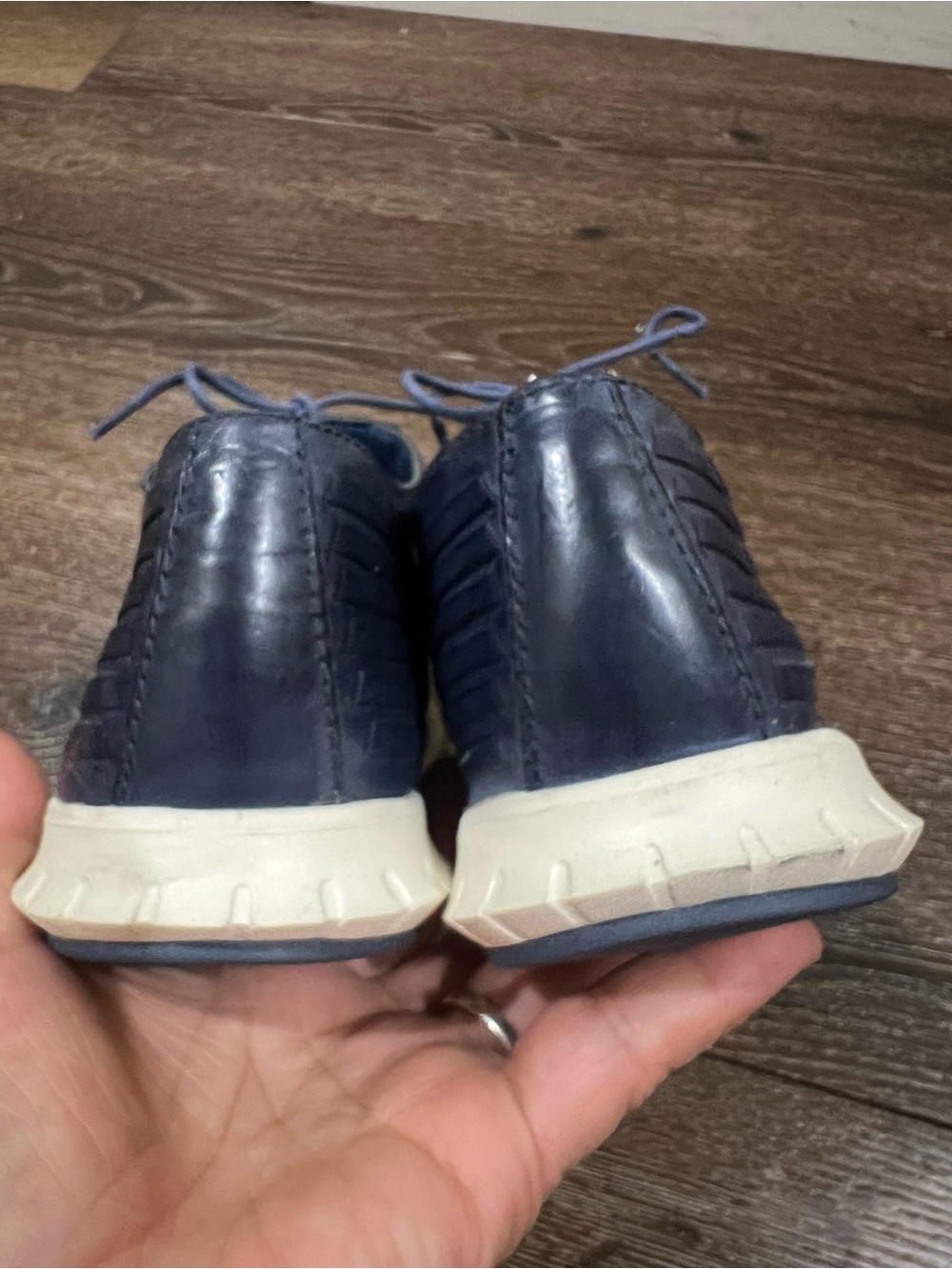EUC zerogrand huarache oxfords cole haan Navy Leather Lace-Up Sneakers size 8 - Picture 5 of 8
